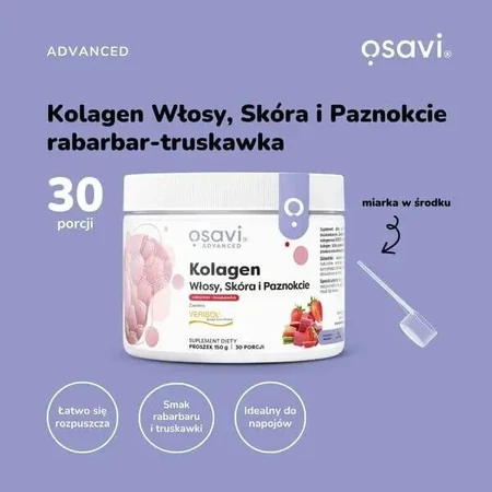 Osavi Коллаген для волос, кожи и ногтей, порошок, со вкусом ревеня и клубники, 150 г: цены и характеристики
