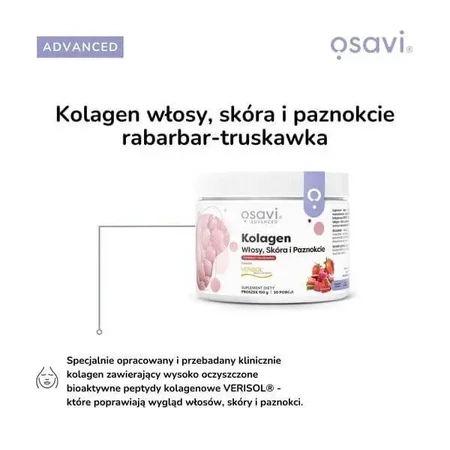 Osavi Коллаген для волос, кожи и ногтей, порошок, со вкусом ревеня и клубники, 150 г: цены и характеристики