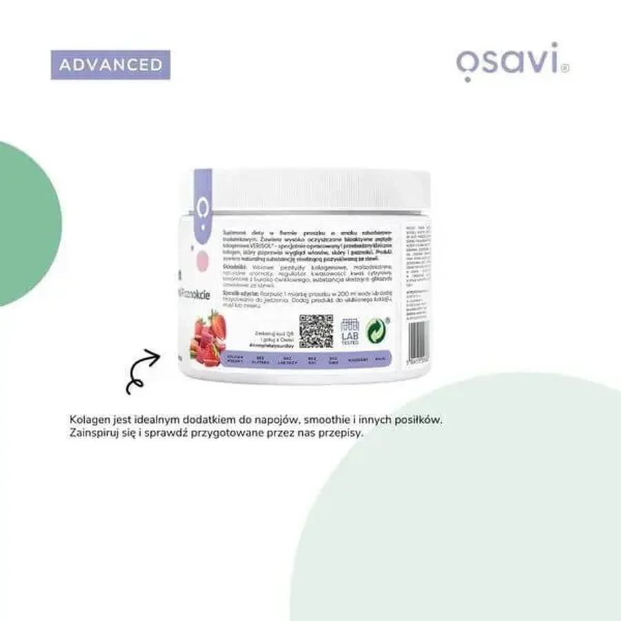 Osavi Коллаген для волос, кожи и ногтей, порошок, со вкусом ревеня и клубники, 150 г: цены и характеристики
