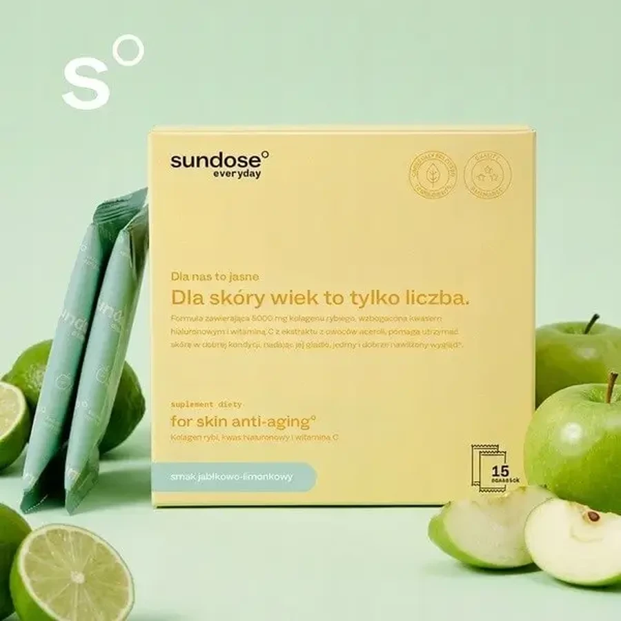 Sundose Everyday For Skin Anti-Aging, пакетики с порошком, вкус яблоко-лайм, 15 шт.: цены и характеристики