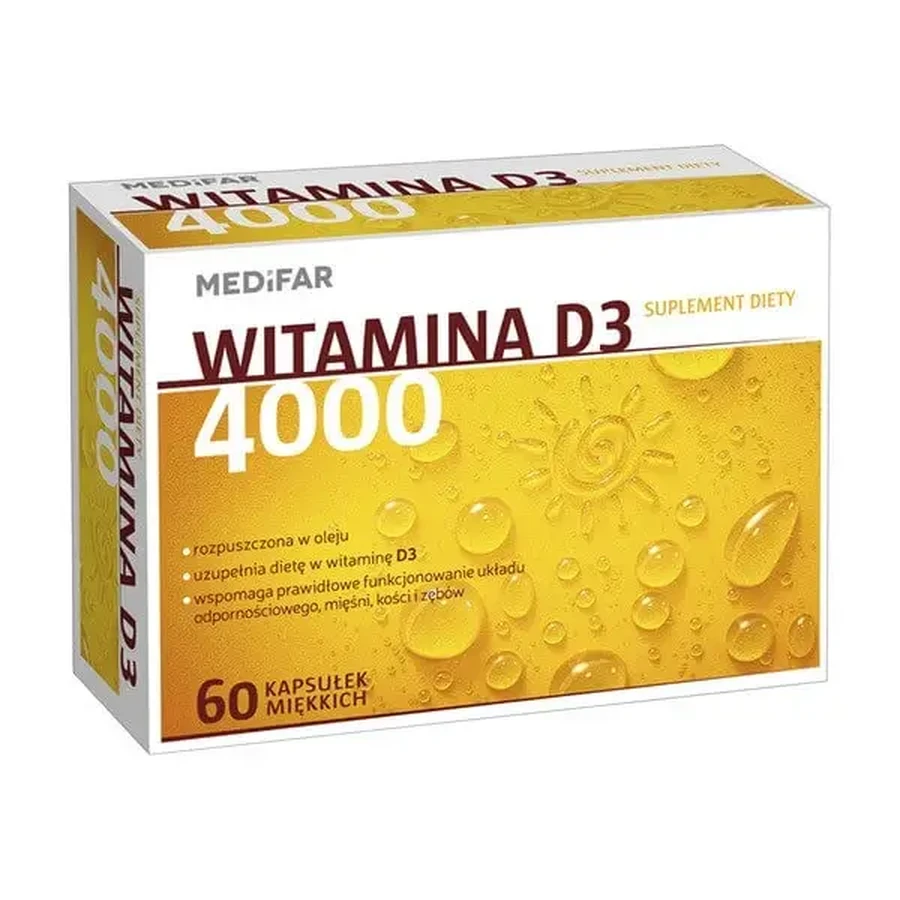 MEDiFAR Вітамін D3 4000, м’які капсули, 60 шт.: ціни та характеристики