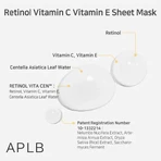APLB Retinol Vitamin C Vitamin E Sheet Mask, маска-серветка для обличчя з ретинолом та вітамінами С і Е, 25 мл: ціни та характеристики