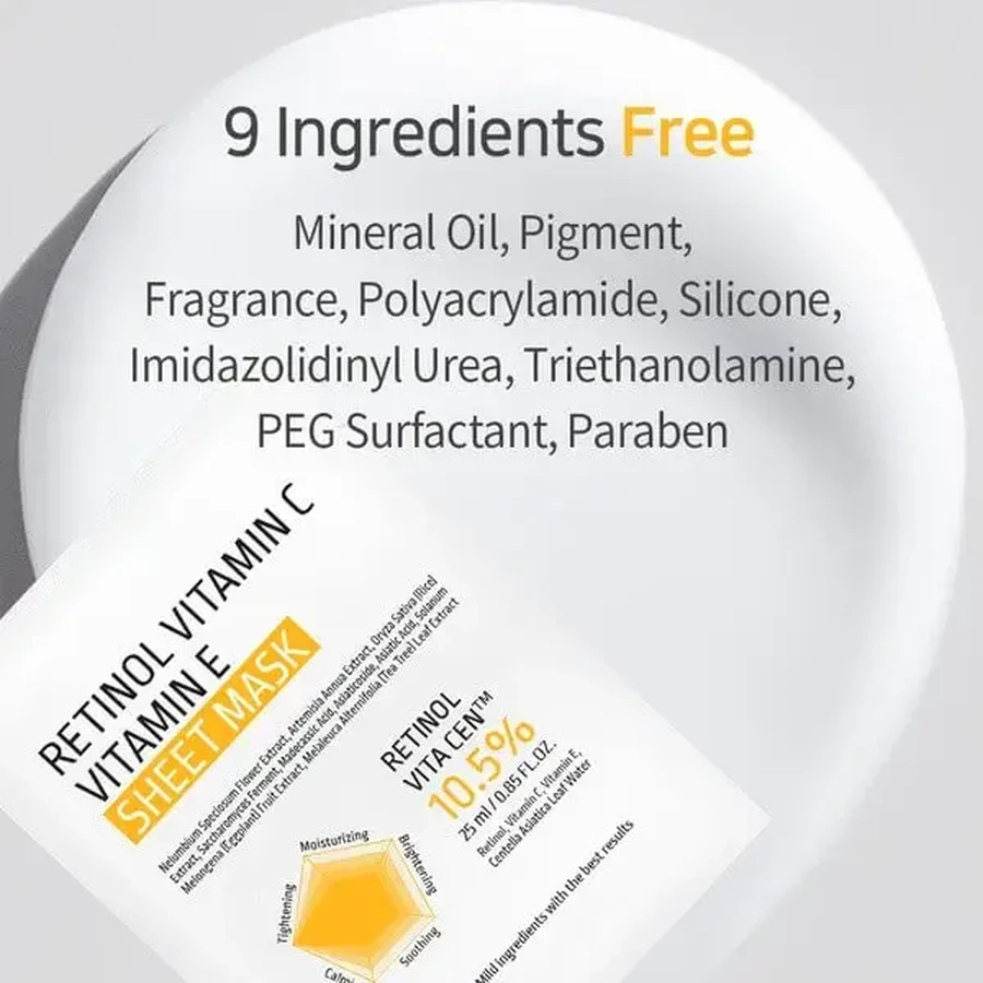 APLB Retinol Vitamin C Vitamin E Sheet Mask, маска-серветка для обличчя з ретинолом та вітамінами С і Е, 25 мл: ціни та характеристики