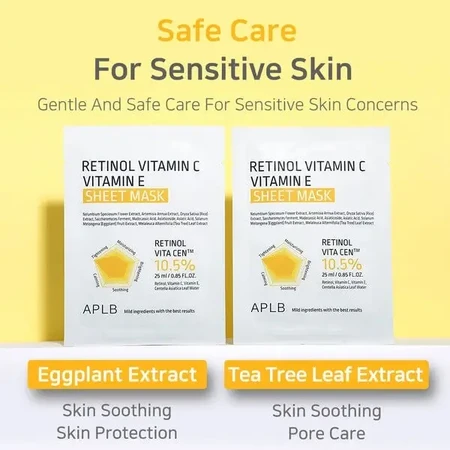 APLB Retinol Vitamin C Vitamin E Sheet Mask, маска-серветка для обличчя з ретинолом та вітамінами С і Е, 25 мл: ціни та характеристики