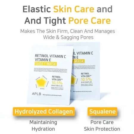 APLB Retinol Vitamin C Vitamin E Sheet Mask, маска-серветка для обличчя з ретинолом та вітамінами С і Е, 25 мл: ціни та характеристики