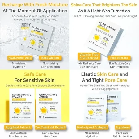 APLB Retinol Vitamin C Vitamin E Sheet Mask, маска-серветка для обличчя з ретинолом та вітамінами С і Е, 25 мл: ціни та характеристики