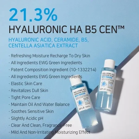 APLB Hyaluronic Acid Ceramide HA B5 Facial Toner, зволожуючий тонік для обличчя з гіалуроновою кислотою та церамідами, 160 мл: ціни та характеристики