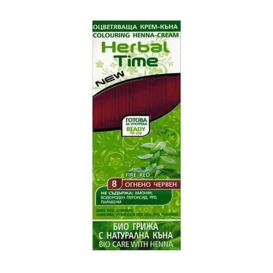 Herbal Time, натуральная хна для волос, № 08 красный, 75 мл: цены и характеристики