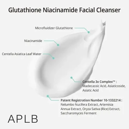 APLB Glutathione Niacinamide Facial Cleanser, очищувальний гель для вмивання обличчя з глутатіоном та ніацинамідом, 80 мл: ціни та характеристики