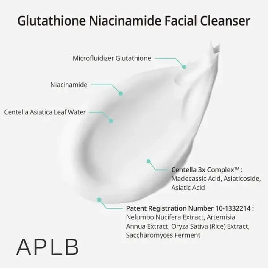 APLB Glutathione Niacinamide Facial Cleanser, очищувальний гель для вмивання обличчя з глутатіоном та ніацинамідом, 80 мл: ціни та характеристики