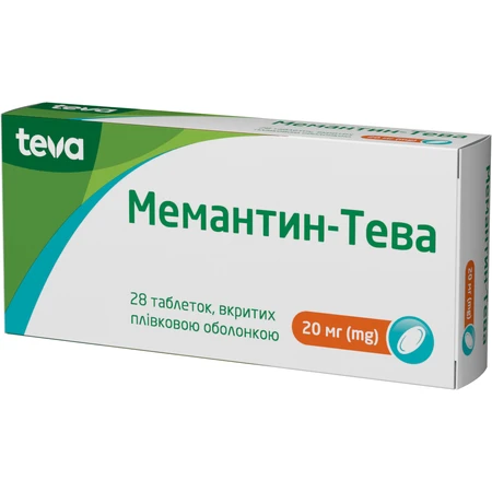 Мемантин -Тева 20 мг таблетки, покрытые пленочной оболочкой, №28: цены и характеристики