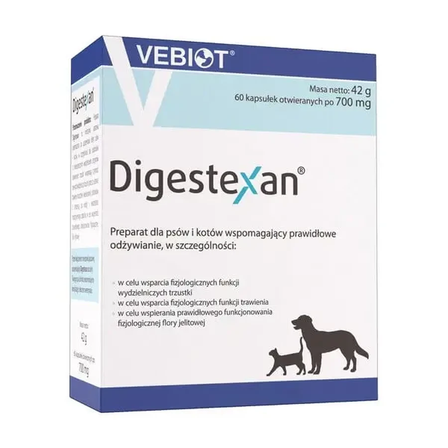 Vebiot Digestexan, средство для поддержки работы поджелудочной железы у собак и кошек, капсулы, 60 шт.: цены и характеристики
