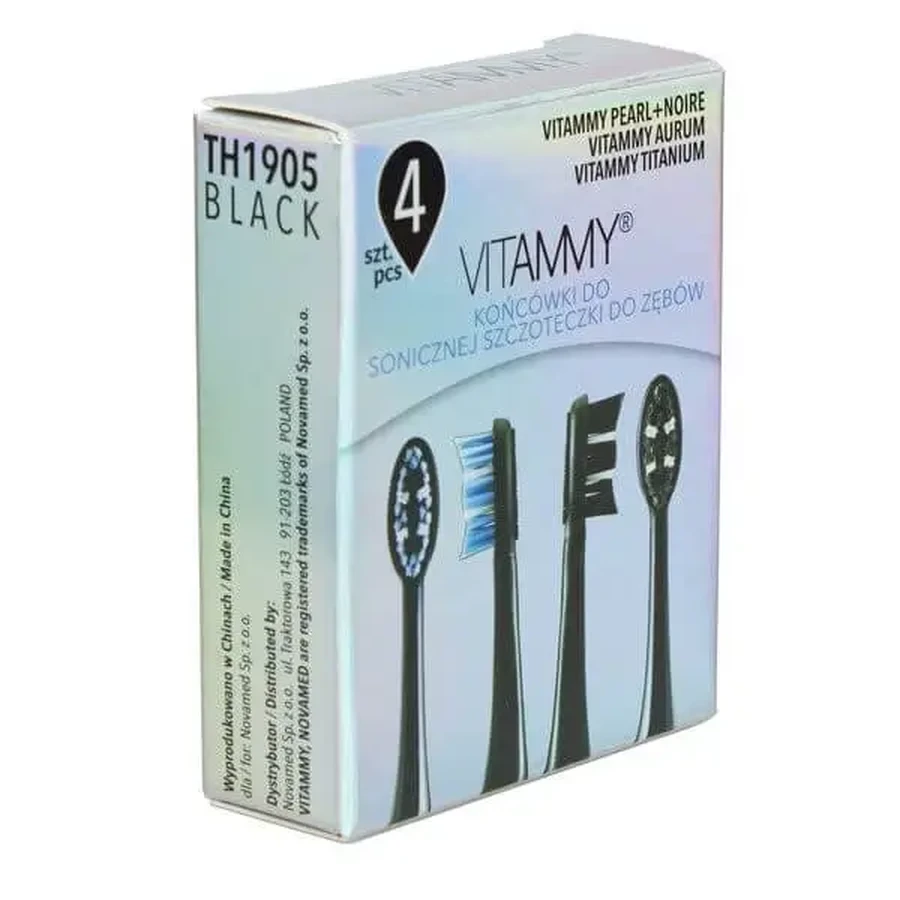Vitammy, насадки для звуковой зубной щетки Pearl+, черного цвета, 4 шт.: цены и характеристики