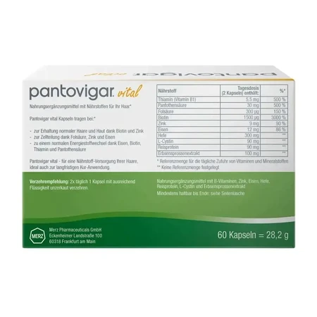 Pantovigar Vital для волос — питательные капсулы, 2 х 60 капсул: цены и характеристики