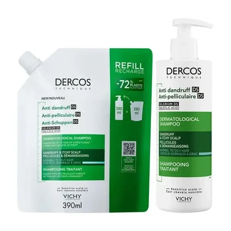 Набор Vichy Dercos DS, шампунь против перхоти, для нормальных и жирных волос, 390 мл + дополнительная упаковка, 390 мл: цены и характеристики