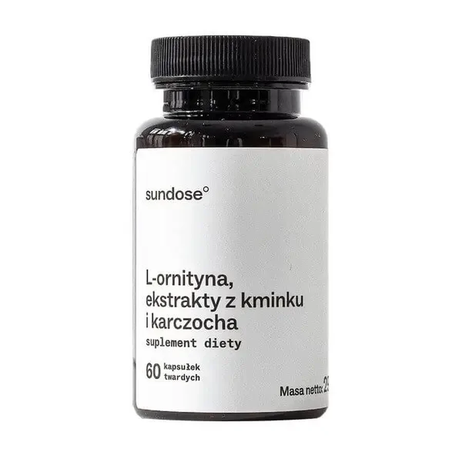 Sundose L-орнитин, экстракты тмина и артишока, твердые капсулы, 60 шт.: цены и характеристики