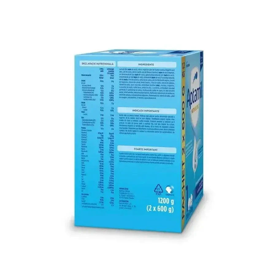 Стартовое сухое молоко Aptamil Nutri-Biotik 1, 0–6 месяцев, 2 × 1200 г, Nutricia: цены и характеристики