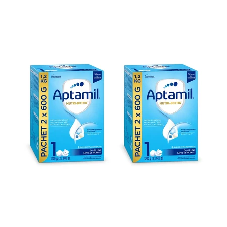 Стартовое сухое молоко Aptamil Nutri-Biotik 1, 0–6 месяцев, 2 × 1200 г, Nutricia: цены и характеристики