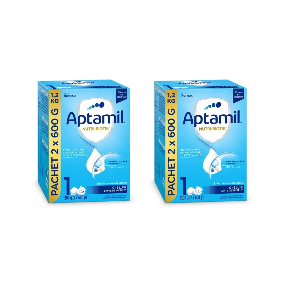Стартовое сухое молоко Aptamil Nutri-Biotik 1, 0–6 месяцев, 2 × 1200 г, Nutricia: цены и характеристики