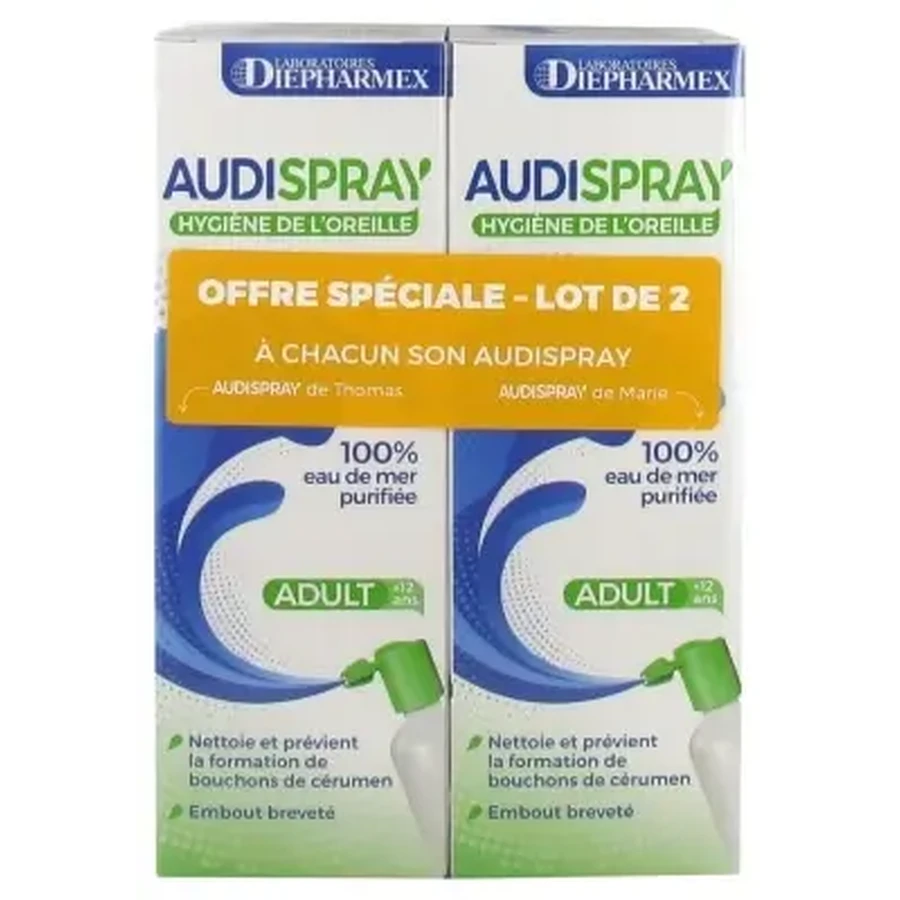 Audispray для догляду за вухами дорослих, упаковка з 2 флаконів (по 50 мл кожен): ціни та характеристики