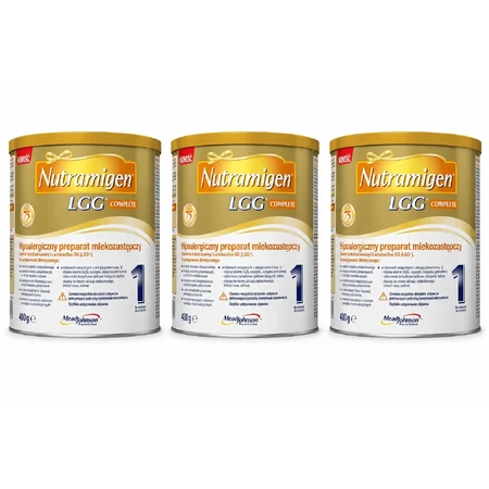 Nutramigen 1 LGG Complete, гипоаллергенная смесь, с рождения, 3 × 400 г, Mead Johnson: цены и характеристики