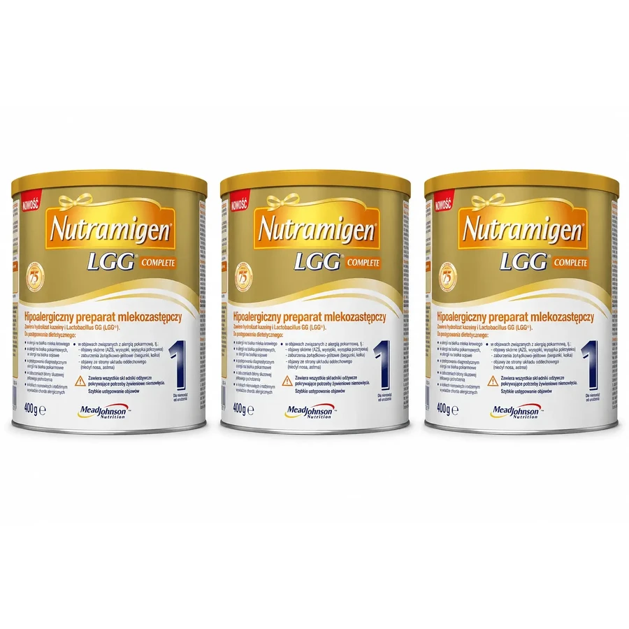Nutramigen 1 LGG Complete, гипоаллергенная смесь, с рождения, 3 × 400 г, Mead Johnson: цены и характеристики
