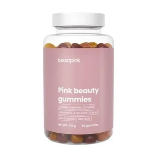 BeastPink Pink Beauty Gummies, жевательные конфеты со вкусом грейпфрута, папайи и вишни, 60 шт.