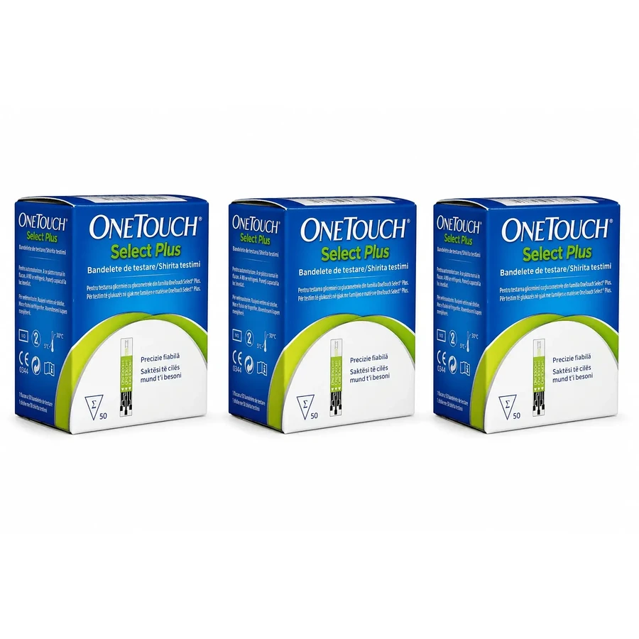 Тест-смужки для вимірювання рівня глюкози OneTouch Select Plus, 3 х 50 штук, Lifescan: ціни та характеристики
