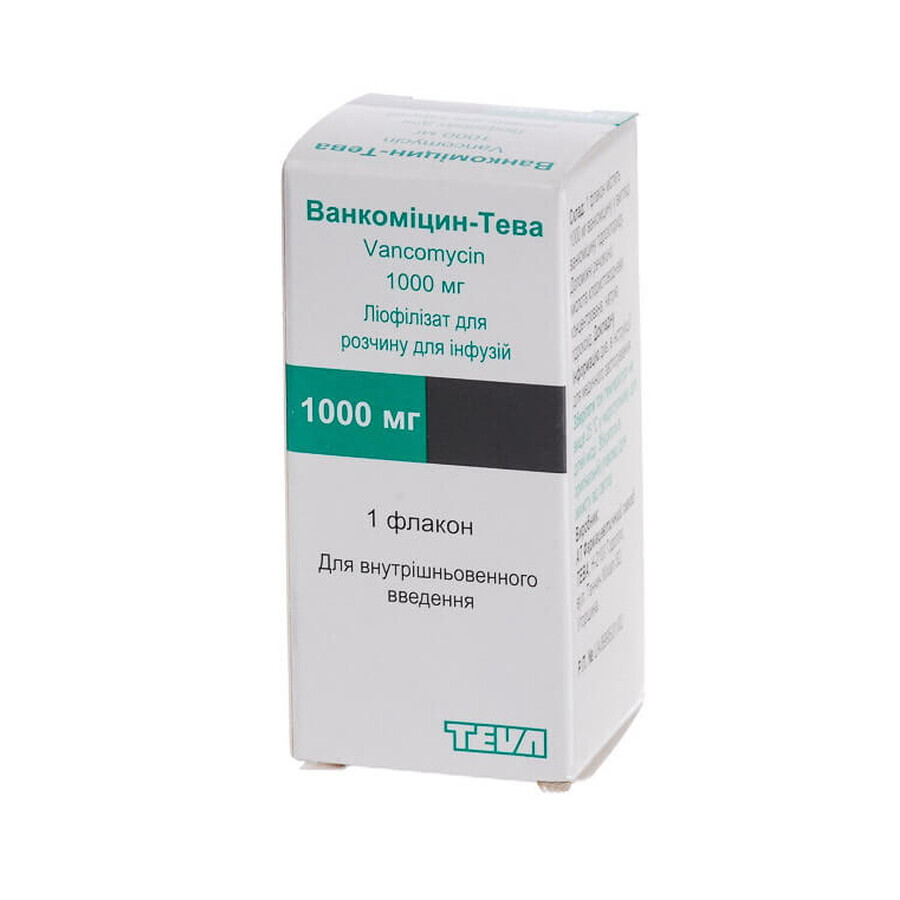 Ванкомицин-Тева лиофил. д/р-ра д/инф 1000 мг фл.: цены и характеристики