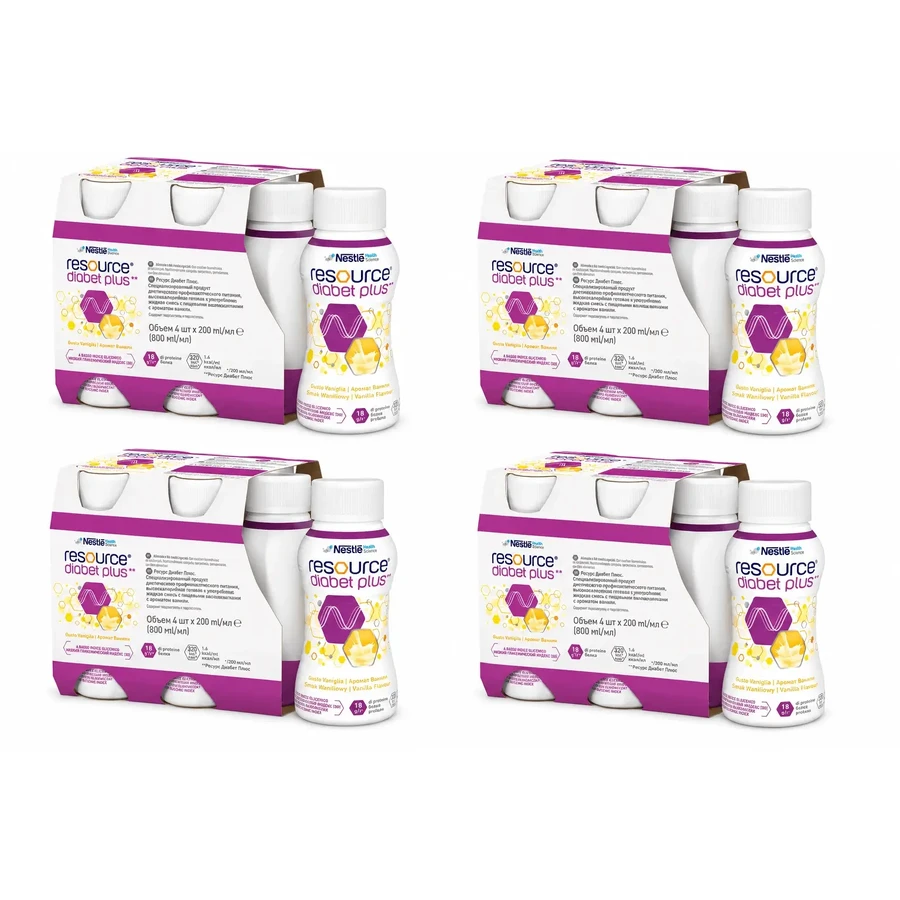 Resource Diabet Plus, ванильный вкус, 16 × 200 мл, Nestlé: цены и характеристики
