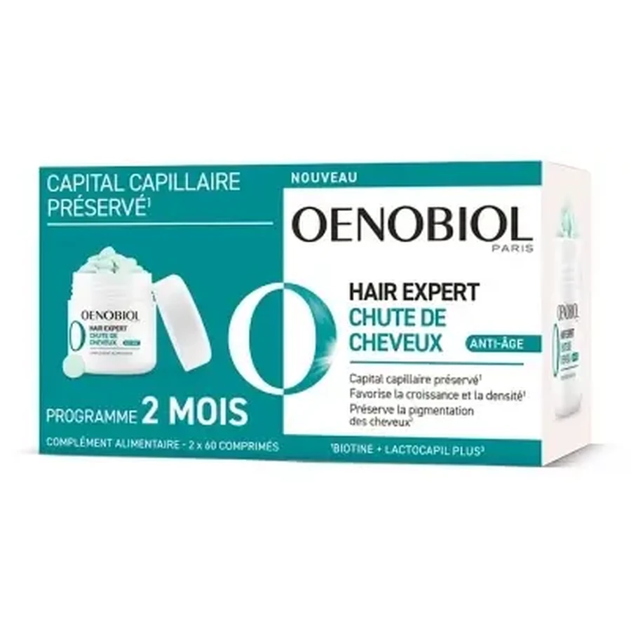 Oenobiol Hair Expert — антивозрастной препарат против выпадения волос, упаковка по 2 x 60 таблеток: цены и характеристики