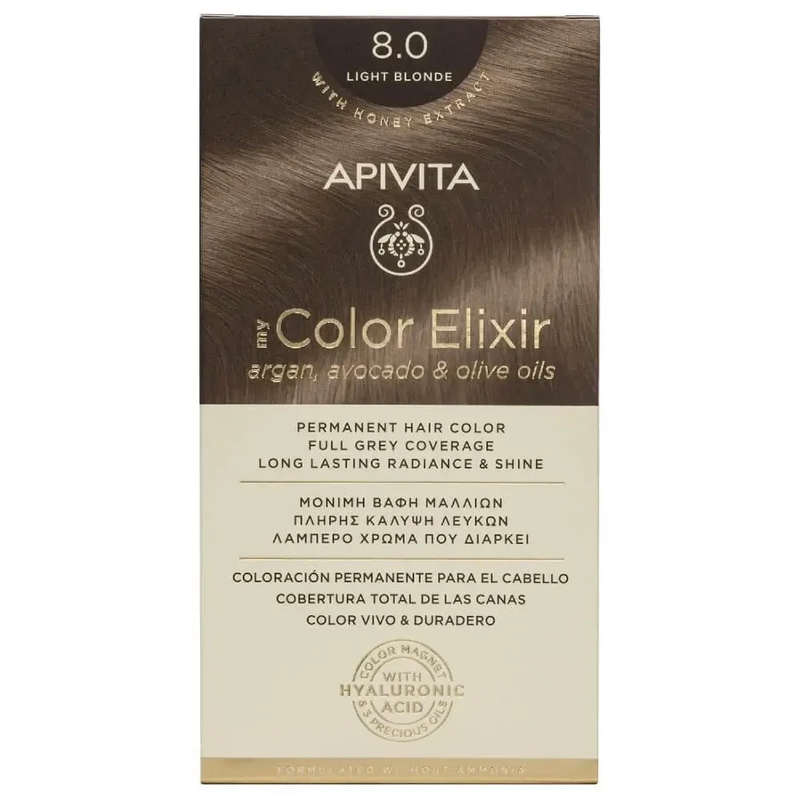 Apivita | My Color Elixir — постоянная краска для волос № 8.0 «Светлый блонд» | 50 мл: цены и характеристики