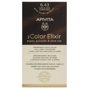 Apivita | My Color Elixir — стойкая краска для волос № 6.43 «Блондинка с оттенком темной бронзы и медом» | 50 мл