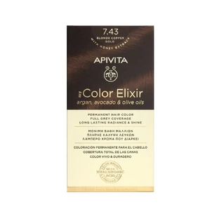 Apivita | My Color Elixir — стійка фарба для волосся № 7.43 «Блондинка-бронза з медовим відтінком» | 50 мл