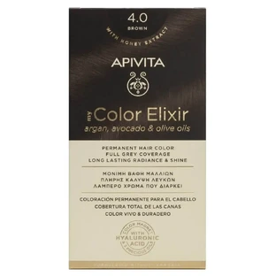Apivita | My Color Elixir — перманентна фарба для волосся № 4.0 «Натуральний коричневий» | 50 мл