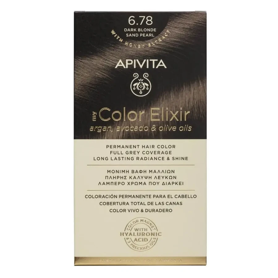 Apivita | My Color Elixir — перманентная краска для волос № 6.78 «Блондинка, тёмно-бежевый с перламутровым оттенком» | 50 мл: цены и характеристики