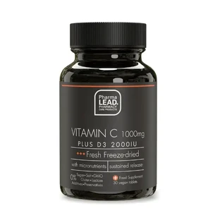 Pharmalead | Black Range Вітамін С 1000 мг плюс D3 2000 МО | 30 рослинних капсул