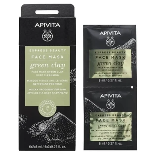 Apivita | Express Beauty | Маска для лица с зелёной глиной для глубокого очищения | 2x8 мл