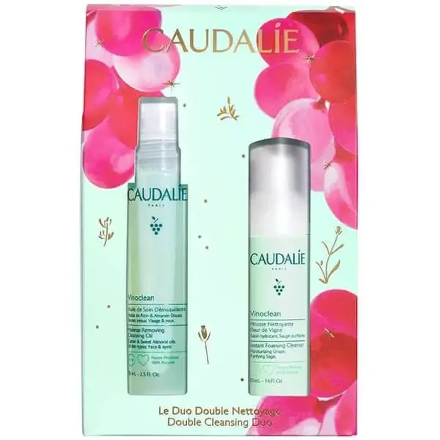 Caudalie | Рождественская акция «Дуэт для двойного очищения»: масло для умывания Vinoclean и масло для снятия макияжа 75 мл, а также в подарок нежная пенка для умывания 50 мл | 1 набор: цены и характеристики