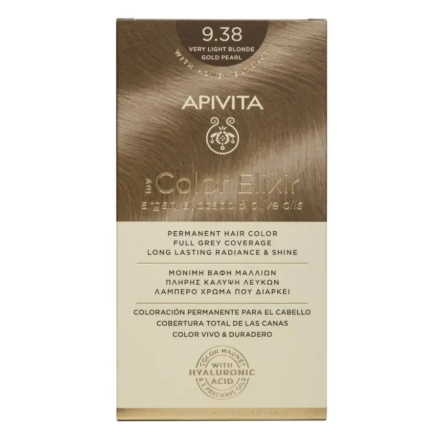 Apivita | My Color Elixir — перманентна фарба для волосся № 9.38 «Блондинка, дуже світлий бежевий перламутровий» | 50 мл: ціни та характеристики