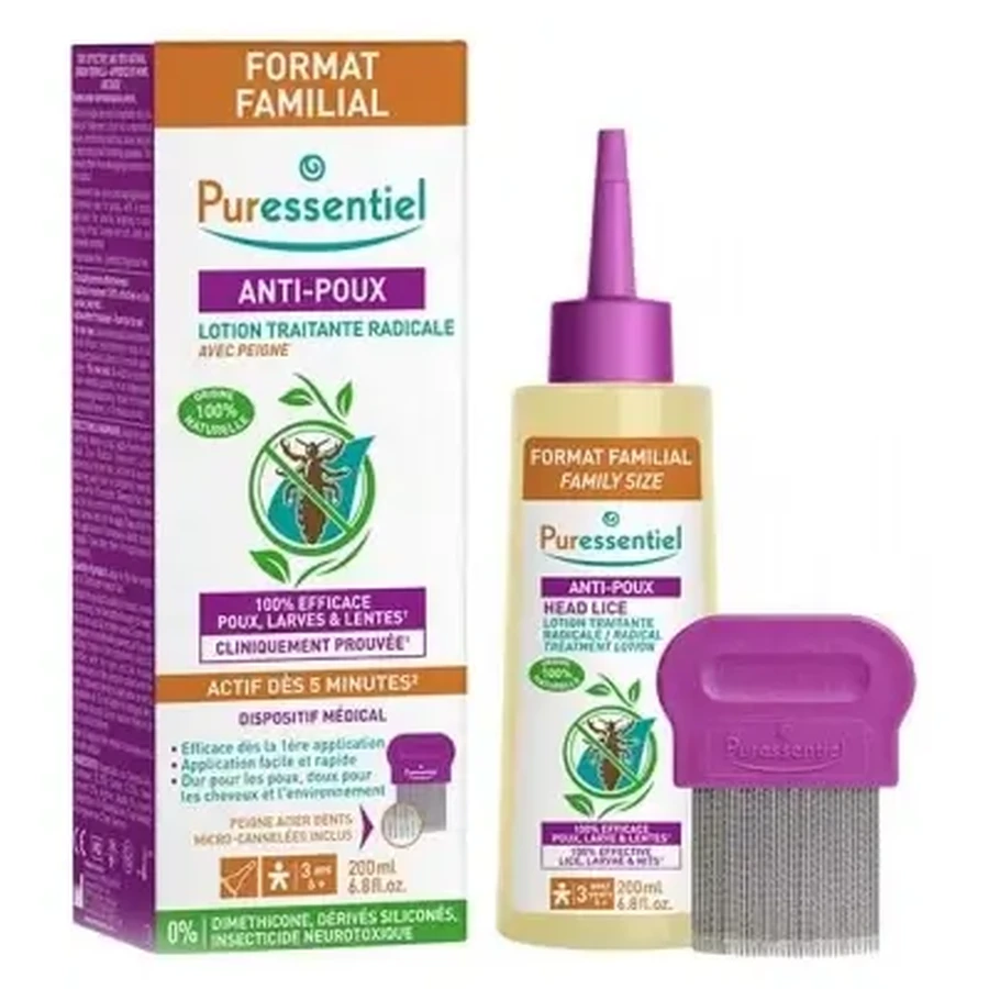 Лечебный лосьон от вшей Puressentiel, 200 мл + расческа: цены и характеристики