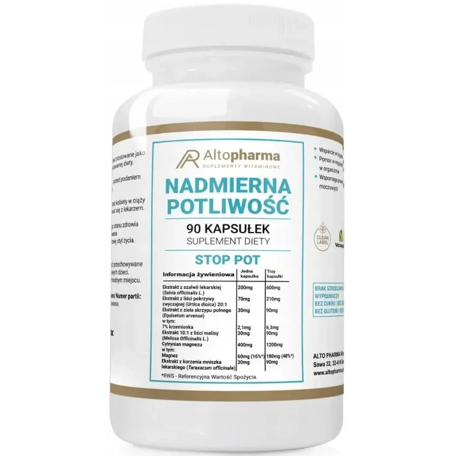 Altopharma «Повышенная потливость», 90 капсул: цены и характеристики