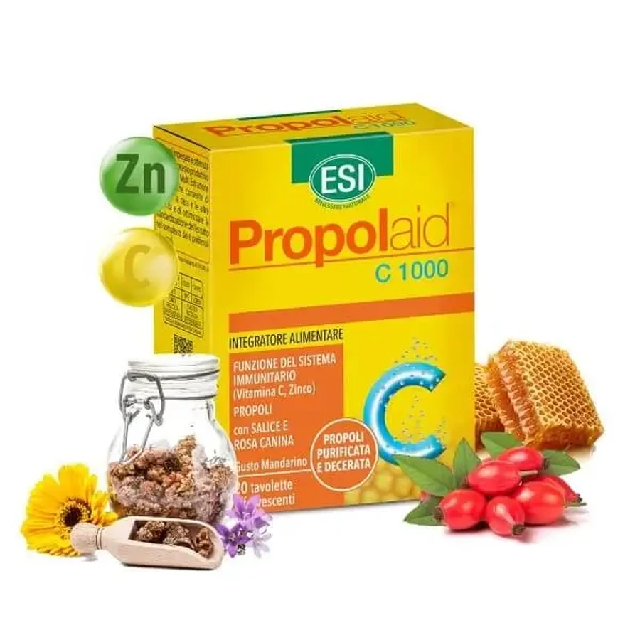 Esi | Propolaid Propol C 1000 | Пищевая добавка с прополисом, цинком и витамином C | 20 шипучих таблеток: цены и характеристики