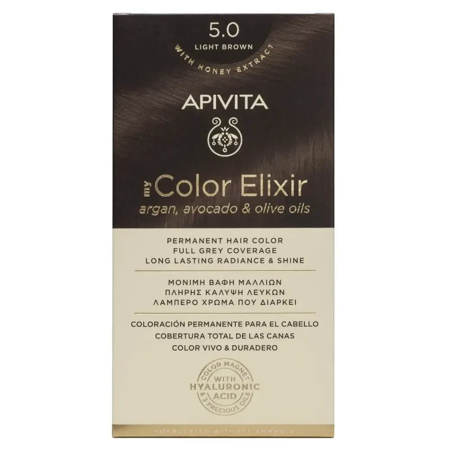 Apivita | My Color Elixir Перманентная краска для волос № 5.0 Светло-коричневый | 50 мл: цены и характеристики