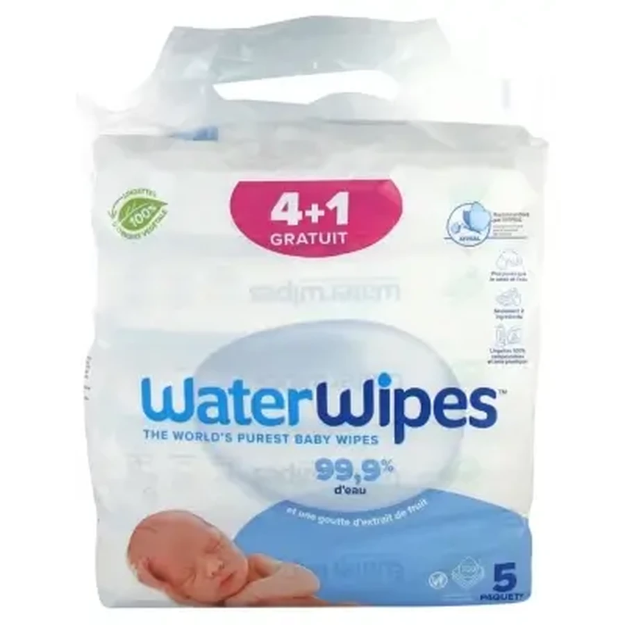 Waterwipes: упаковка из 4 x 60 салфеток + 60 салфеток в подарок: цены и характеристики