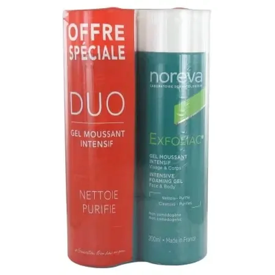 Noreva Exfoliac — интенсивный пенящийся гель, упаковка из 2 штук (по 200 мл каждая): цены и характеристики