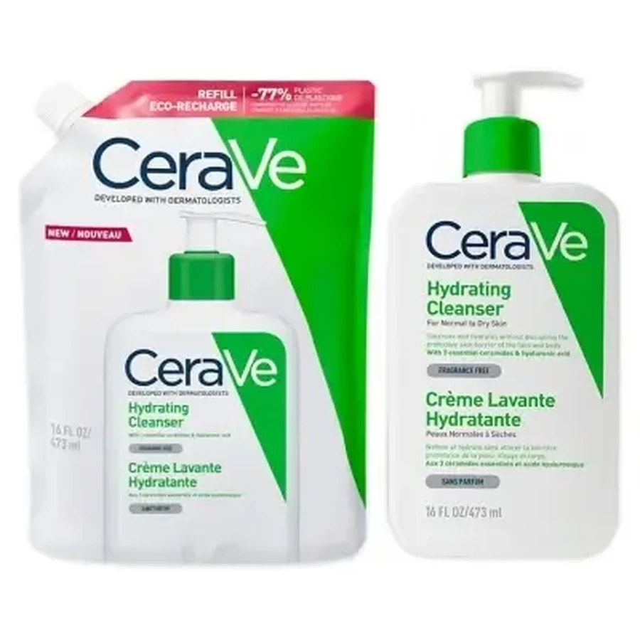 Зволожуючий очищувальний крем CeraVe 473 мл + екологічна заправка 473 мл: ціни та характеристики