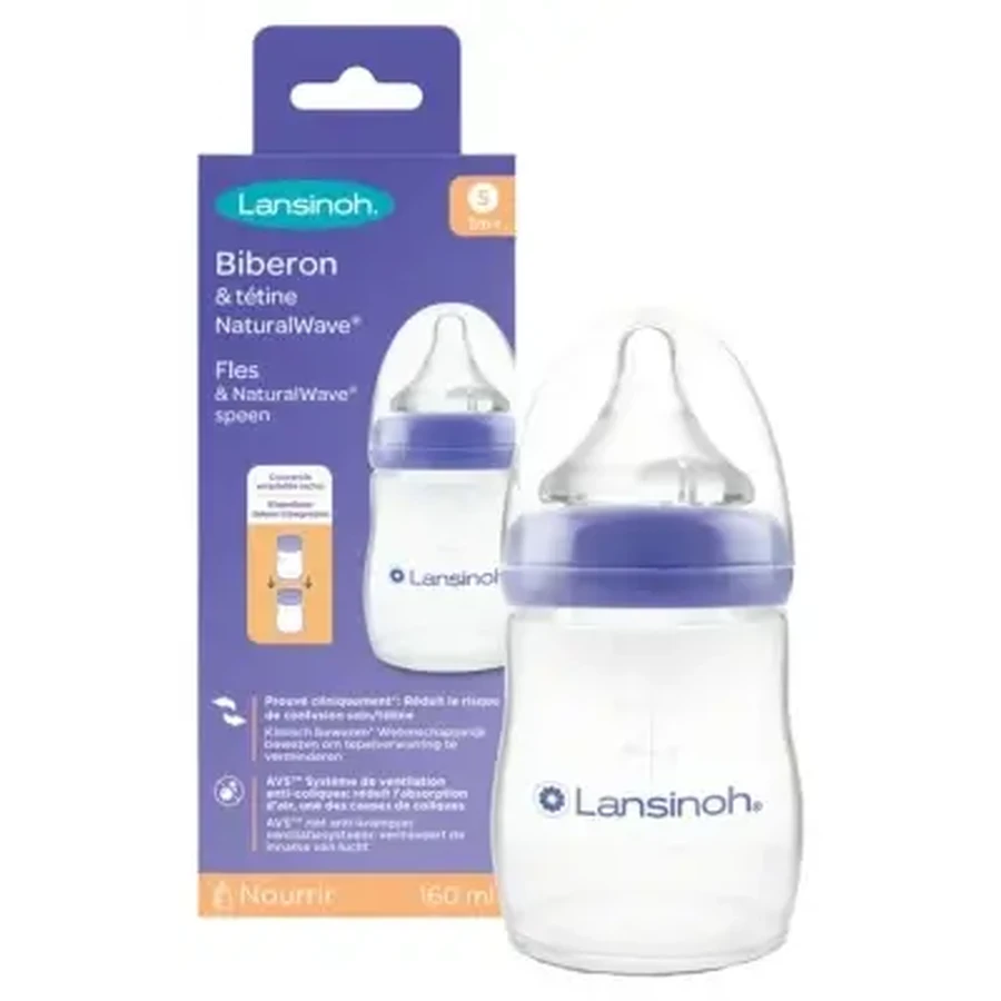 Дитяча пляшка Lansinoh Natural Wave, від 1 місяця, 160 мл: ціни та характеристики