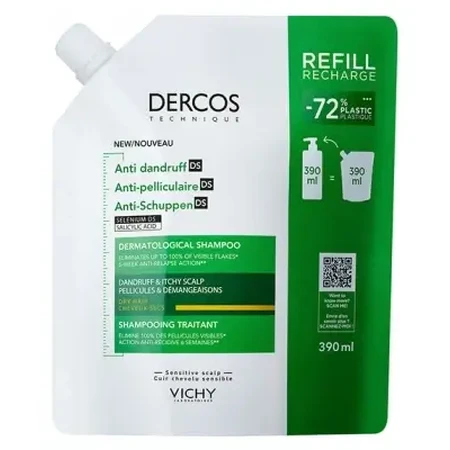 Vichy Dercos Шампунь DS против перхоти для сухих волос, эко-наполнитель 390 мл: цены и характеристики