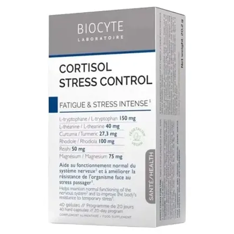 Biocyte Cortisol Stress Control — засіб проти втоми та стресу, інтенсивний, 40 капсул: ціни та характеристики